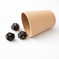 Set astrologie - cupă din piele si 3 zaruri astrologice